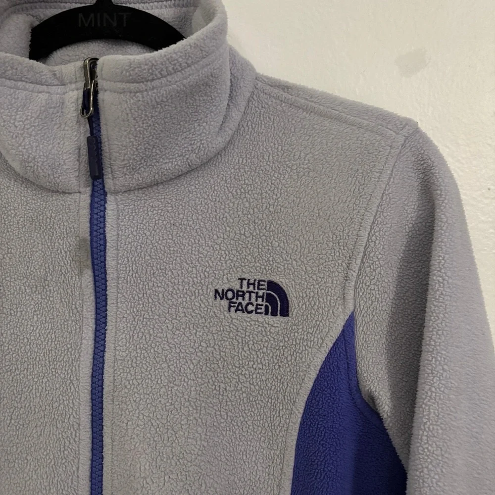 The‎ North Face Womens Full Zip Fleece Jacket Grey Purple Mock Neck NJ983488